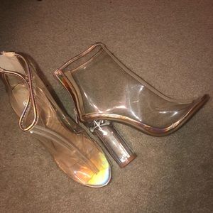 Rose Gold & Clear Heeled Booties (SIZE 8.5)